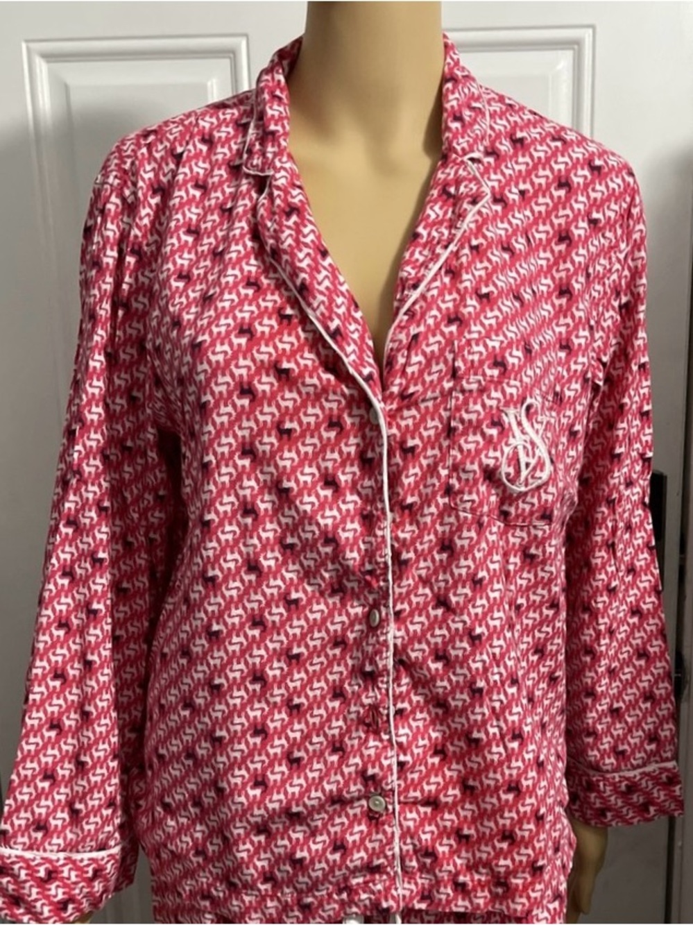 VICTORIA’S SECRET Reindeer Print Soft Pyjama Shirt Cotton Blend in Women’s Large